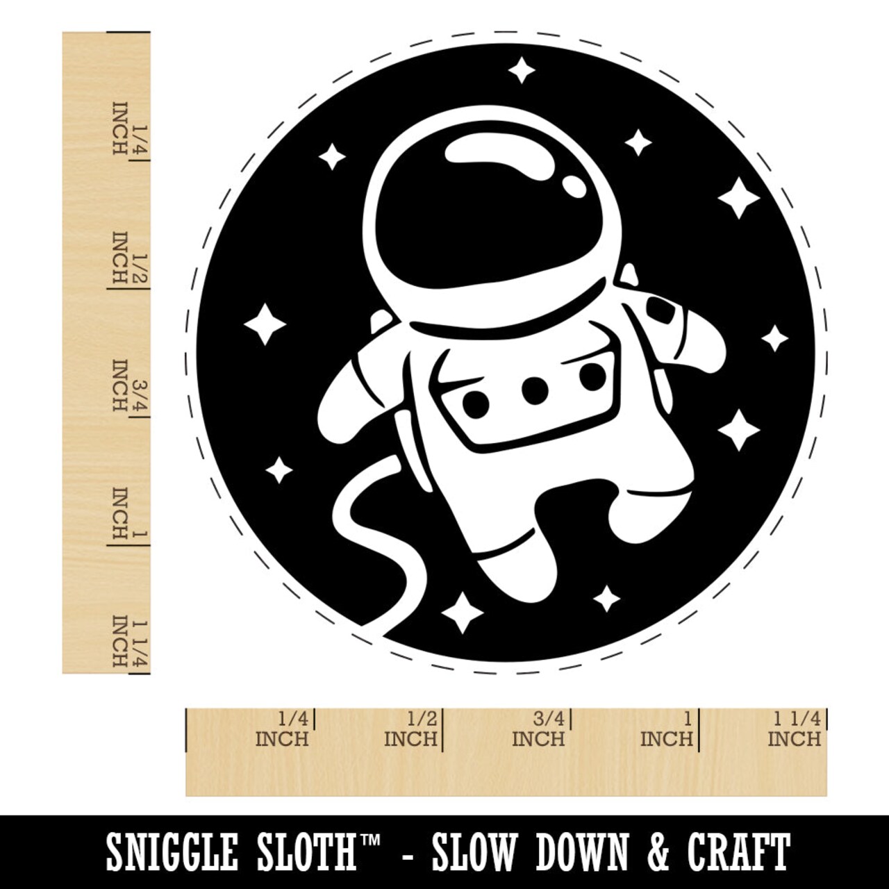 Cute Astronaut in Space with Stars Rubber Stamp for Stamping Crafting Planners